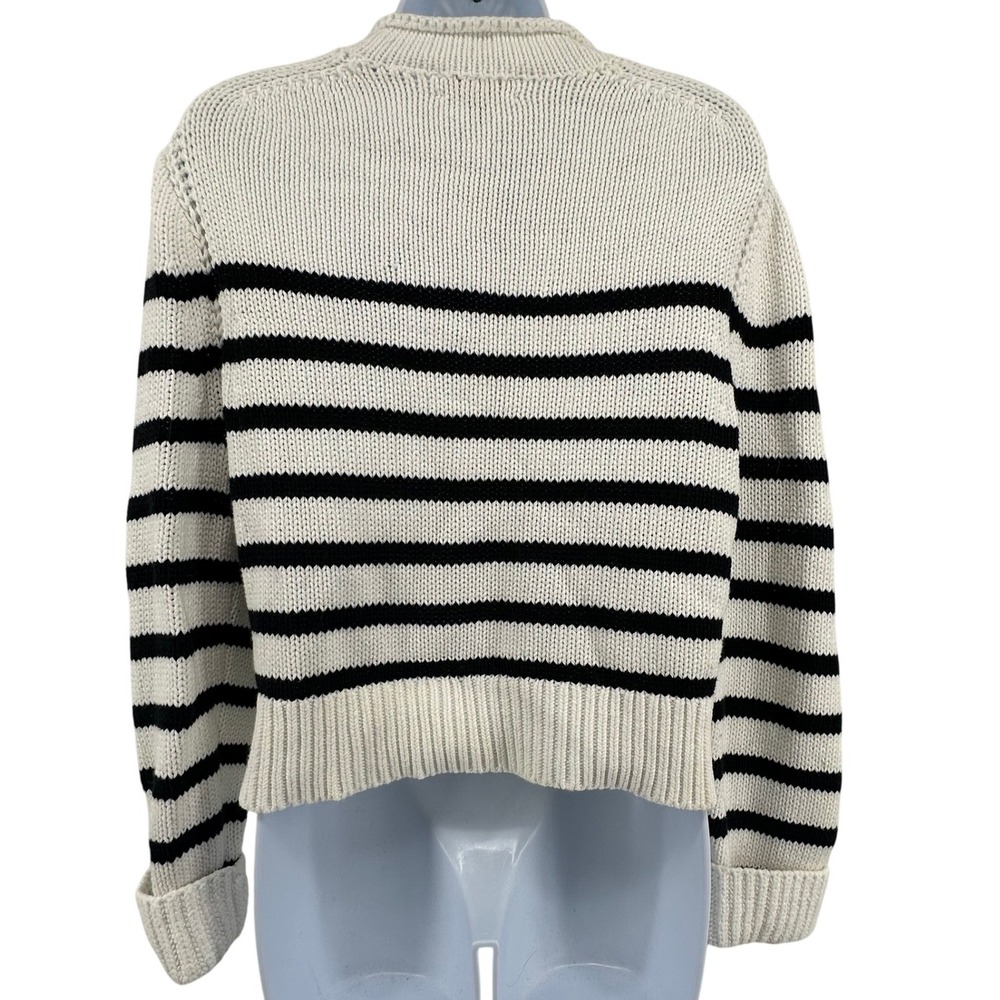 J.Crew Roll Neck Striped Sweater Cotton Fisherman Preppy Nautical Coastal M - Picture 2 of 7
